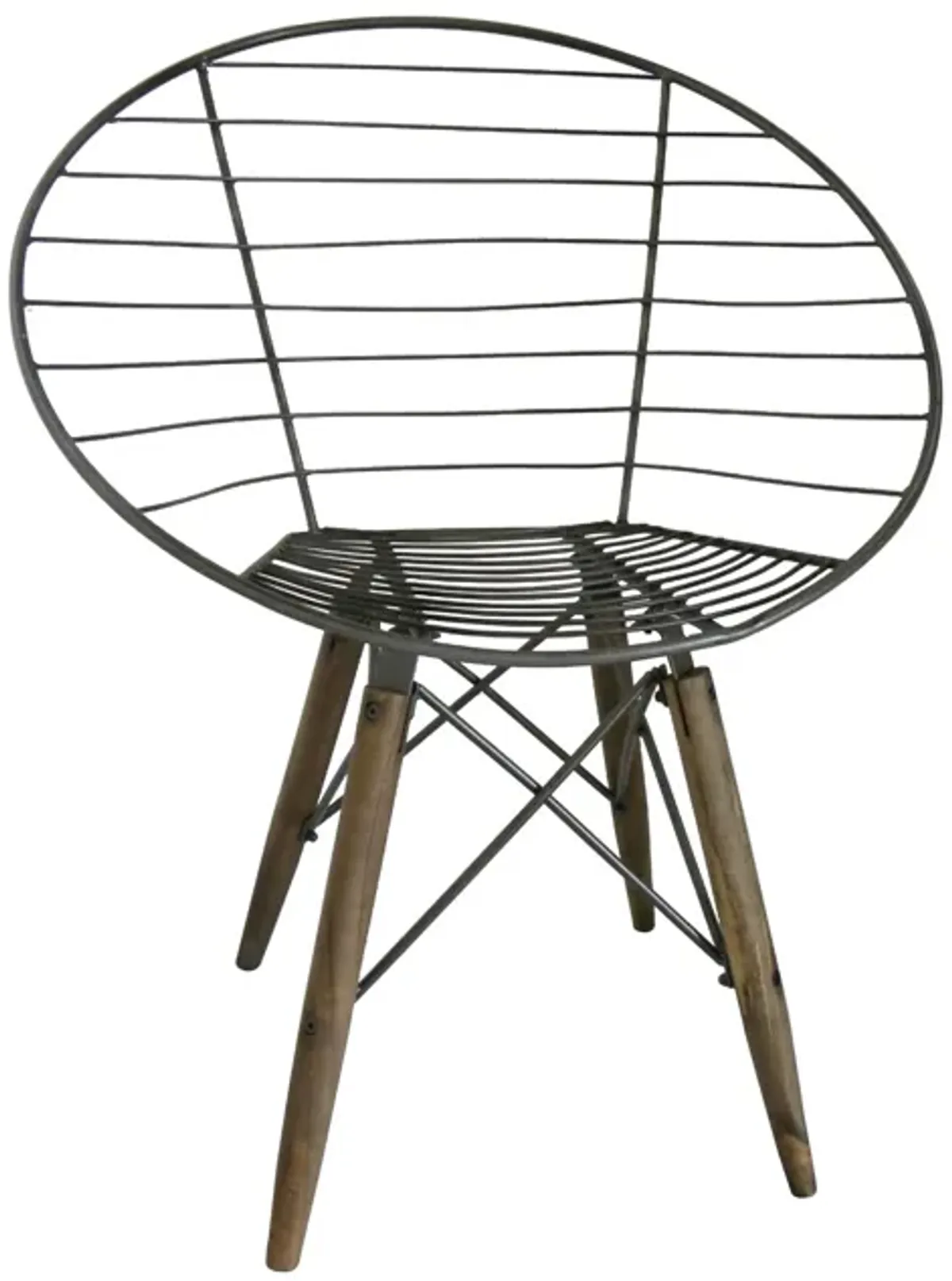 Wire arm chair with wood legs, Set of 2