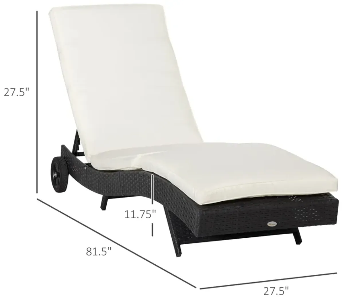 Off-white Sun Lounger: Wicker Chaise with Adjustable Backrest