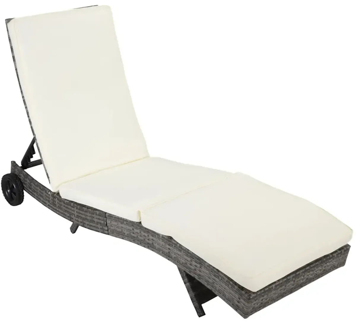 Off-white Sun Lounger: Wicker Chaise with Adjustable Backrest