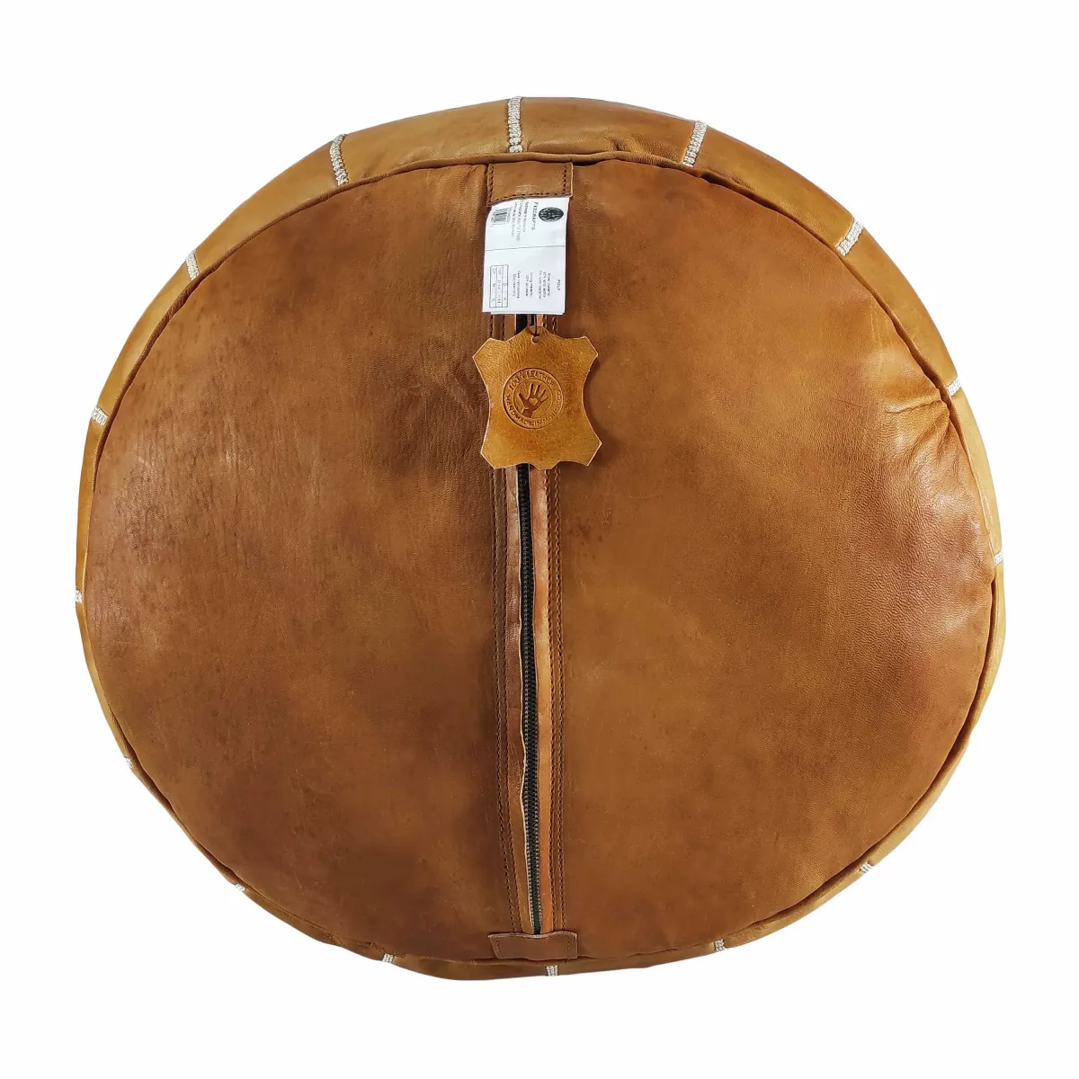 Handmade Moroccan Ottoman, Genuine Leather Pouf