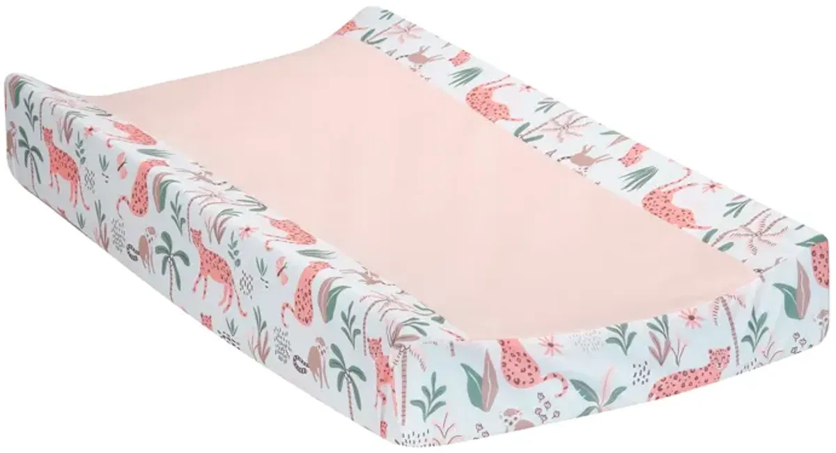 Lambs & Ivy Enchanted Safari Animals Pink/White Jungle Changing Pad Cover