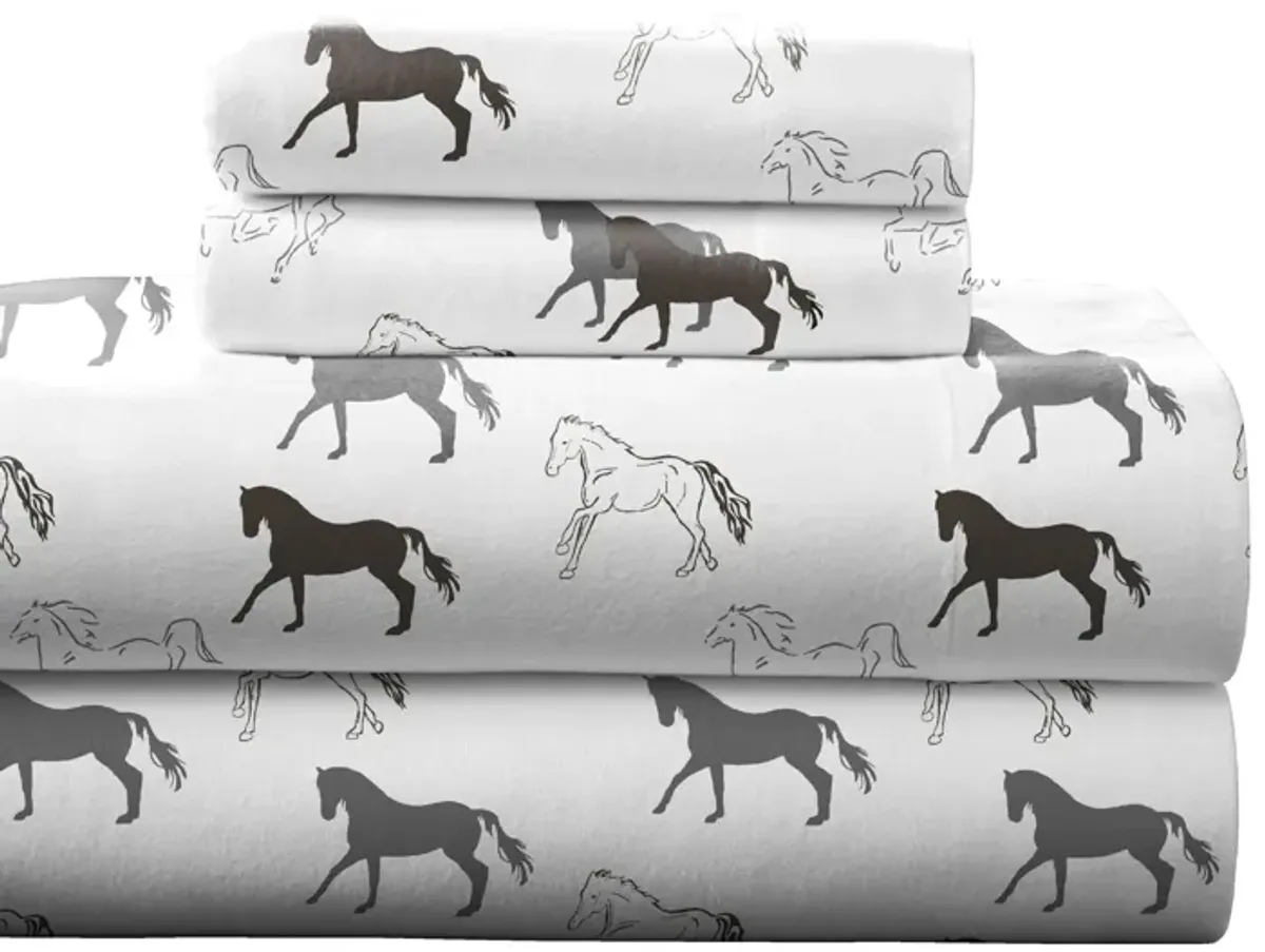 Pointehaven 180 GSM 100% Cotton Northwoods Printed Flannel Deep Pocket 4 pc Sheet Set, California King