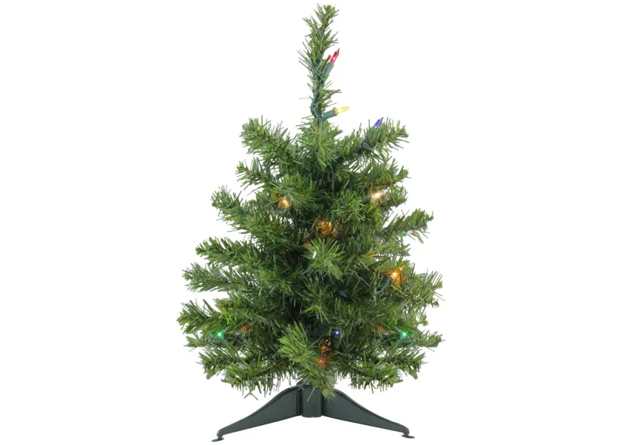 18" Pre-Lit Medium Canadian Pine Artificial Christmas Tree - Multicolor Lights