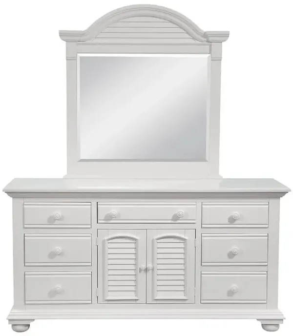 American Woodcrafters Cottage Traditions Triple Dresser with Mirror - White Cottage