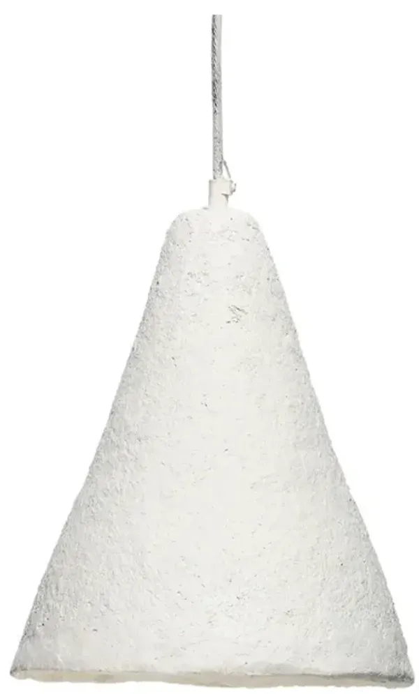 Zoe 96 Inch Pendant Chandelier, Modern Paper Mache Cone Shape, Beige - Benzara