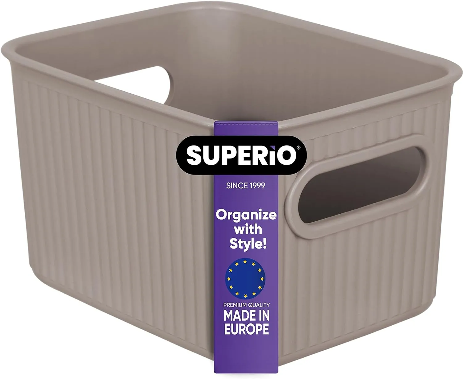 1.5 L Ribbed Storage Bin, Taupe