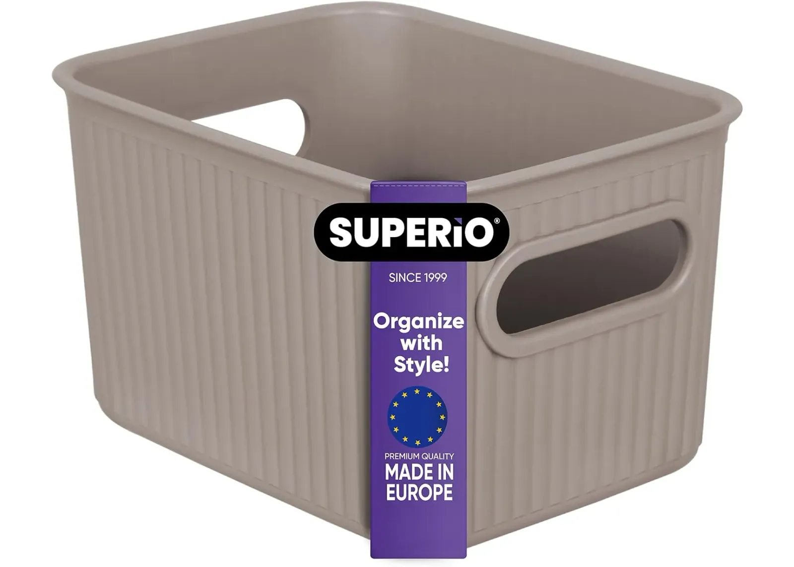 1.5 L Ribbed Storage Bin, Taupe