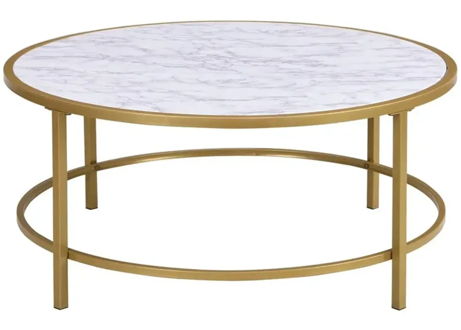 Carolina Living Verazano Faux Marble Top 36 Round Coffee Table - Gold