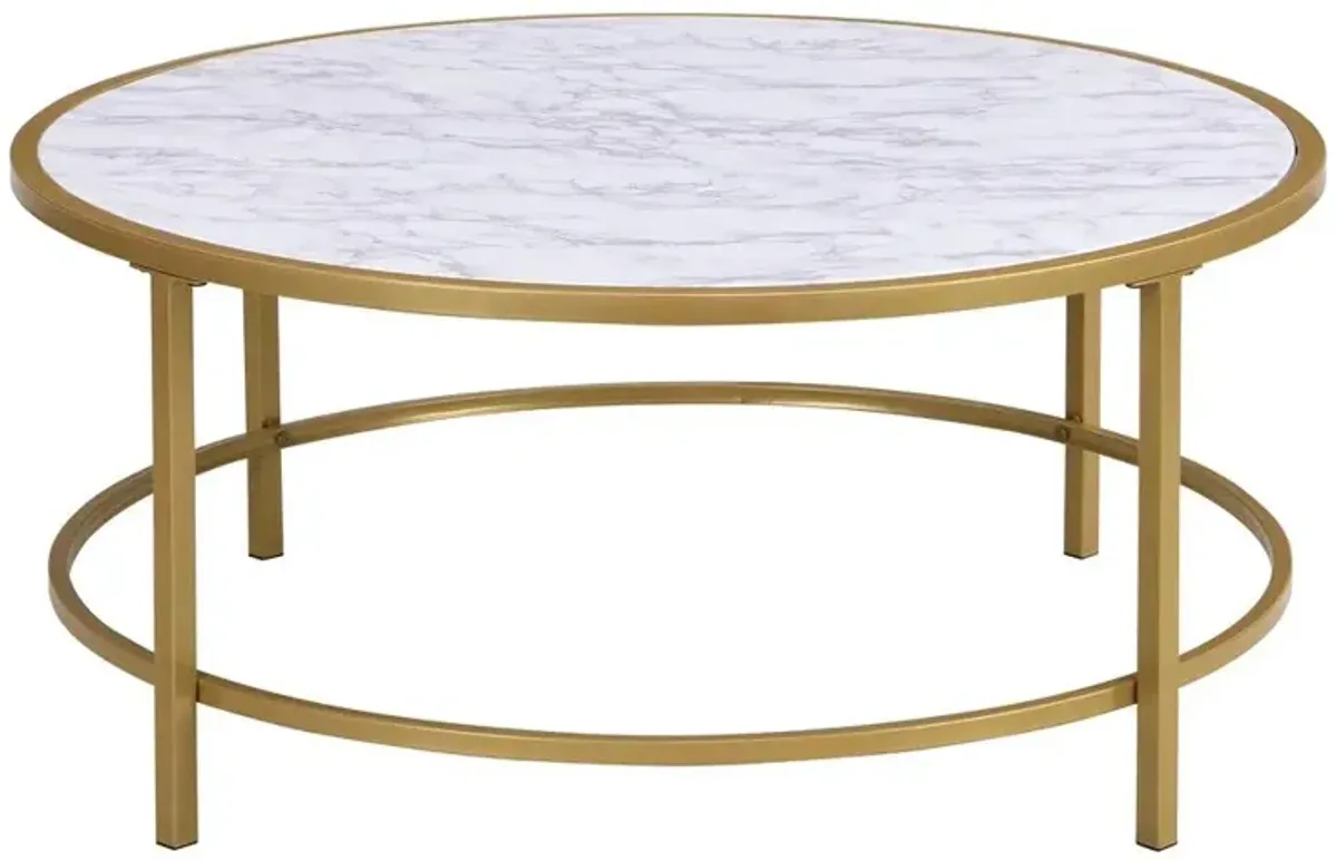 Carolina Living Verazano Faux Marble Top 36 Round Coffee Table - Gold