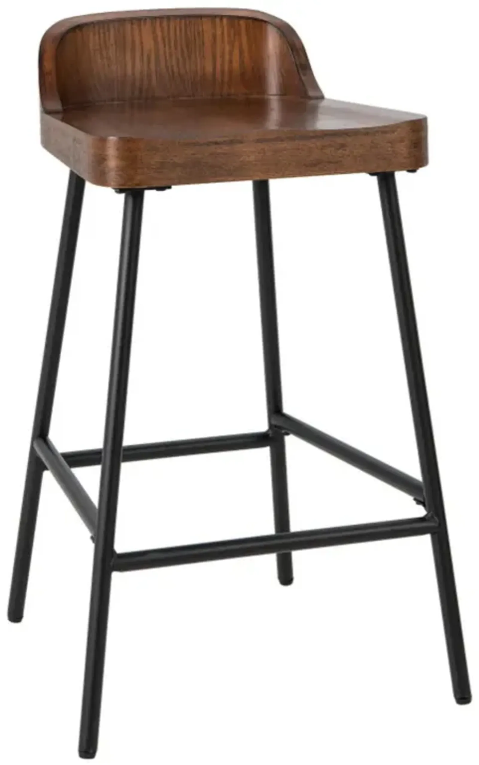 Hivvago Industrial 24.5 Inches Bar Stool with Backrest and Saddle Seat