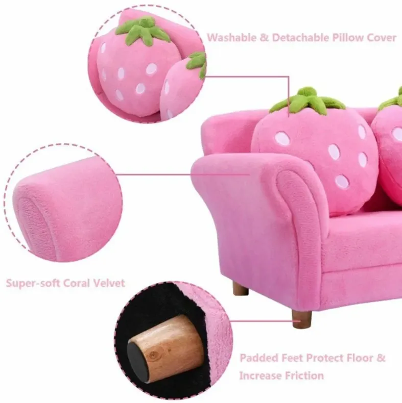 BL/PI Kids Strawberry Armrest Chair Sofa-Pink