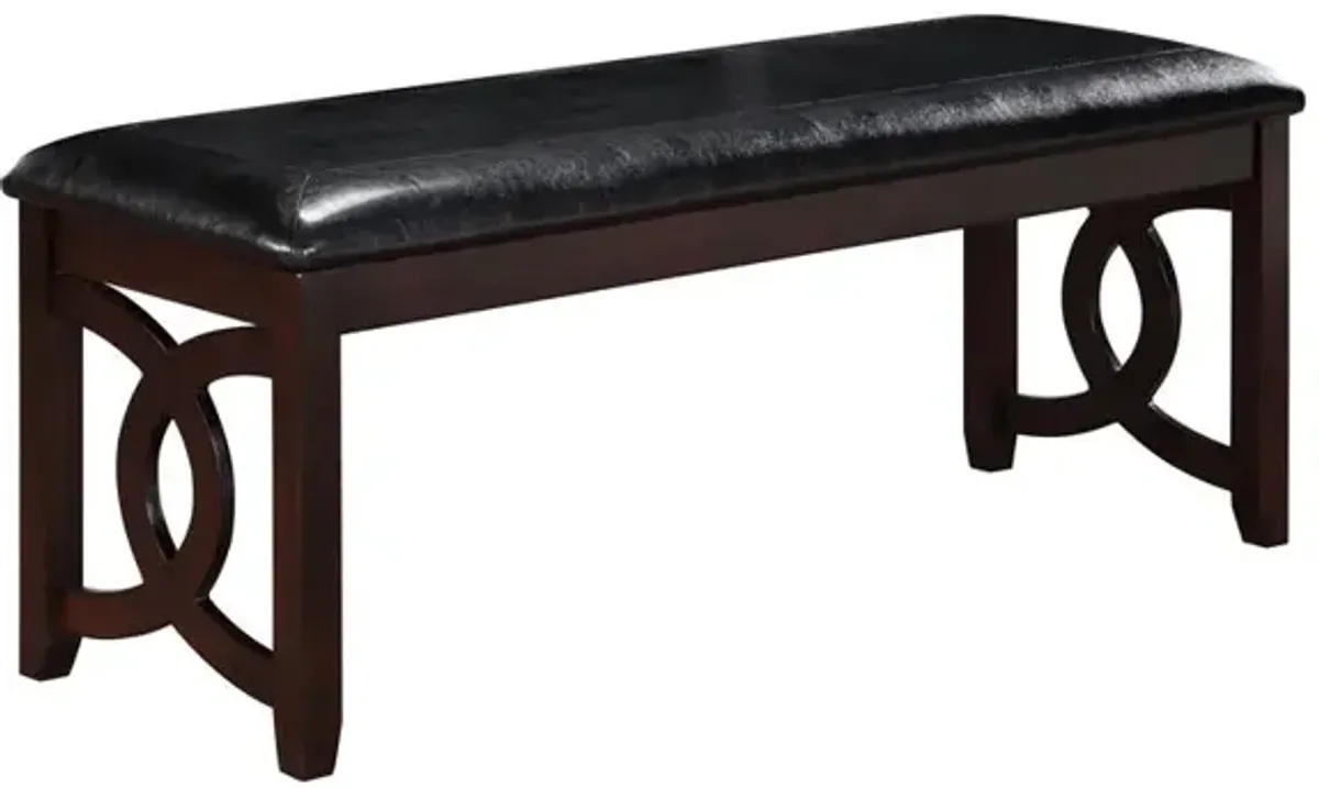 New Classic Furniture Furniture Gia 46 Solid Wood and Faux Leather Bench in Ebony Black