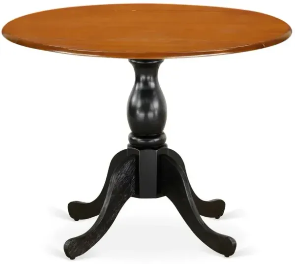East West Furniture Kitchen Table with Drop Leaves - Cherry Table Top and Black Pedestal Leg Finish