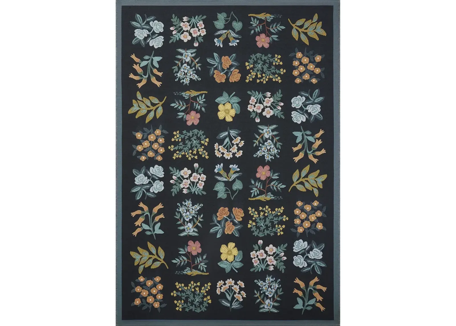 Perennial PRN-03 Black 2''5" x 3''11" Rug by Rifle Paper Co.