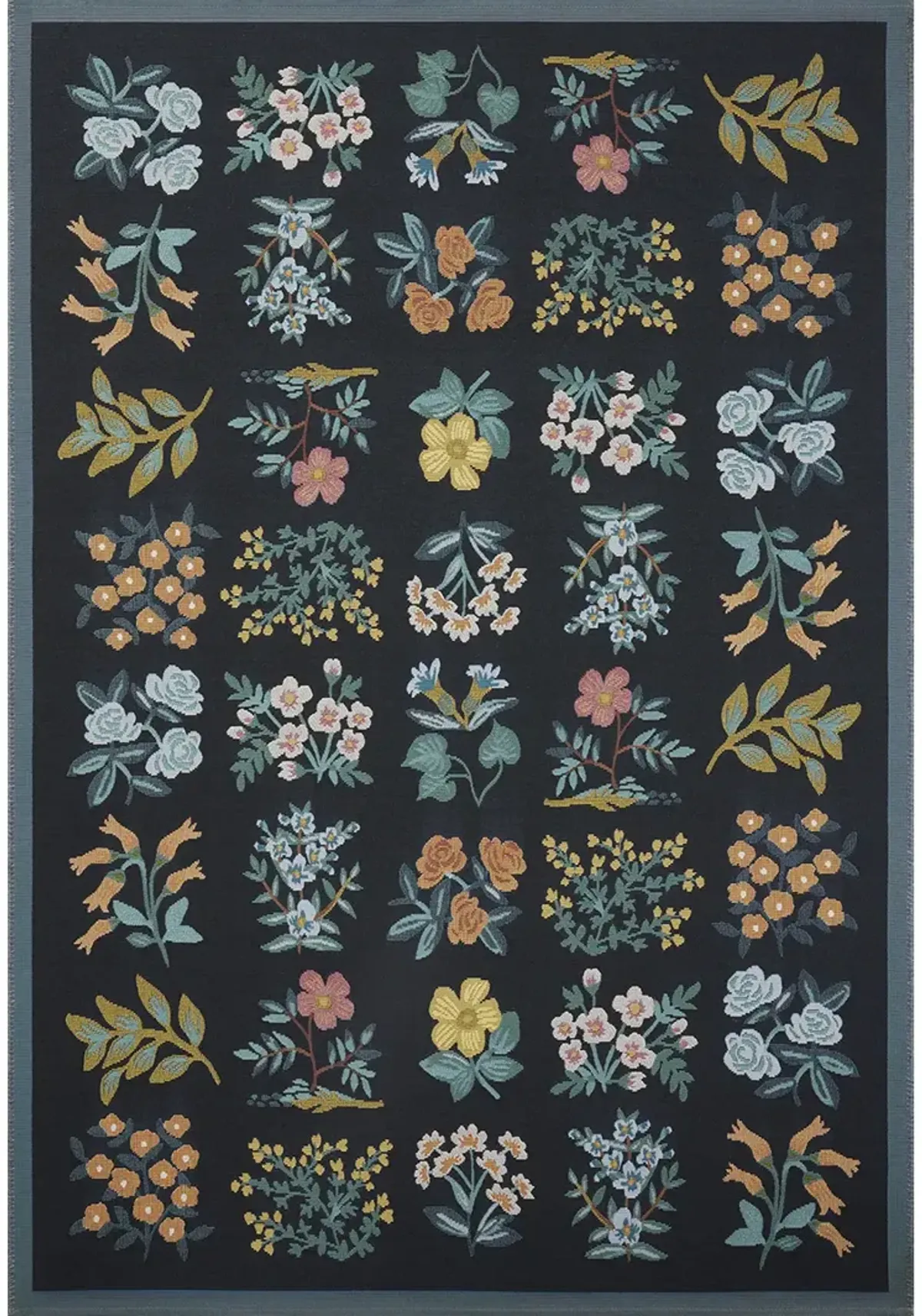 Perennial PRN-03 Black 2''5" x 3''11" Rug by Rifle Paper Co.