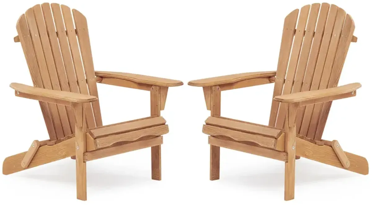 Wooden Outdoor Folding Adirondack Chair Set Of 2 Wood Lounge Patio Chair For Garden, Garden