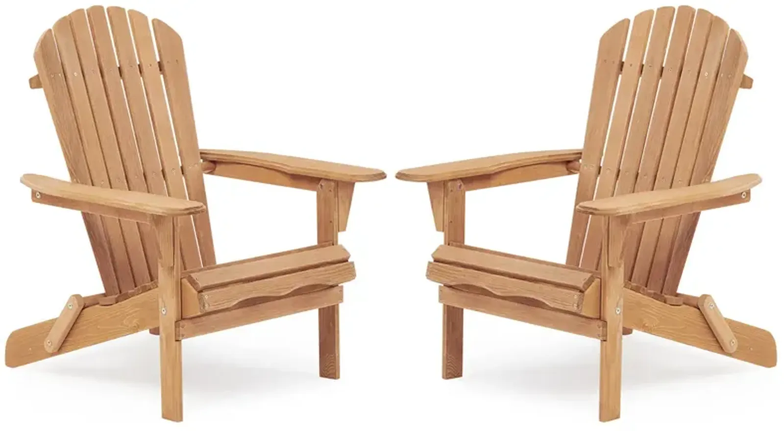 Wooden Outdoor Folding Adirondack Chair Set Of 2 Wood Lounge Patio Chair For Garden, Garden