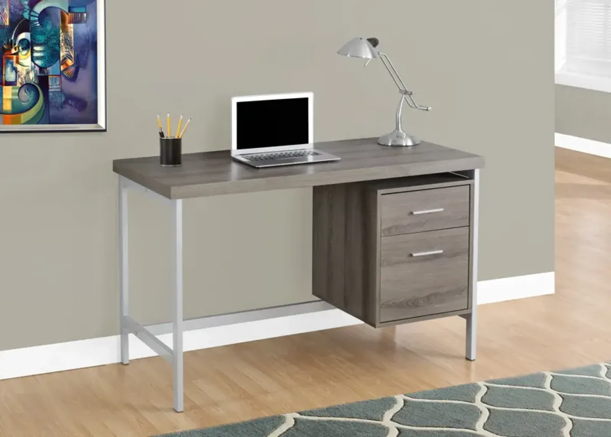 Computer Desk, Home Office, Laptop, Left, Right Set-Up, Storage Drawers, 48"L, Work, Metal, Laminate, Brown, Grey, Contemporary, Modern