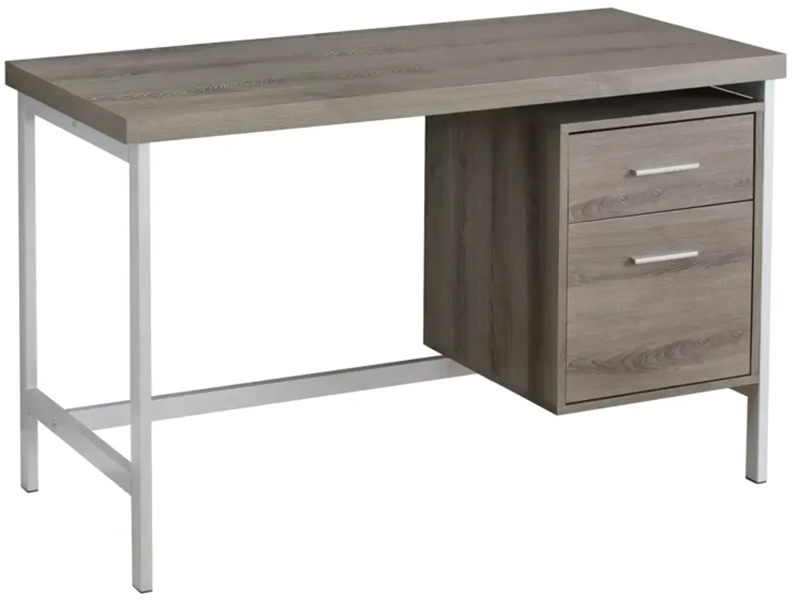 Computer Desk, Home Office, Laptop, Left, Right Set-Up, Storage Drawers, 48"L, Work, Metal, Laminate, Brown, Grey, Contemporary, Modern