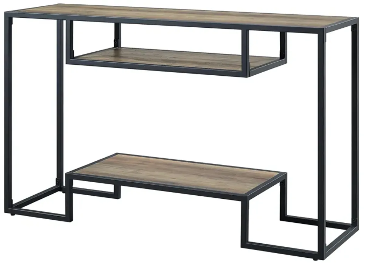 ACME Idella Sofa Table, Rustic Oak & Black Finish