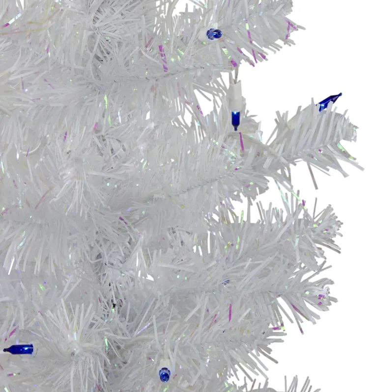 3' Pre-Lit White Medium Pine Artificial Christmas Tree - Blue Lights