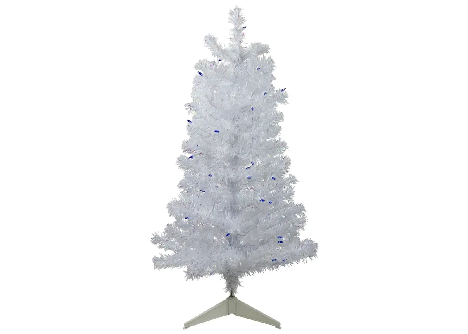 3' Pre-Lit White Medium Pine Artificial Christmas Tree - Blue Lights