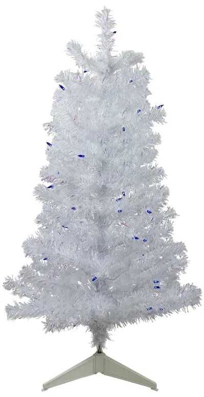 3' Pre-Lit White Medium Pine Artificial Christmas Tree - Blue Lights