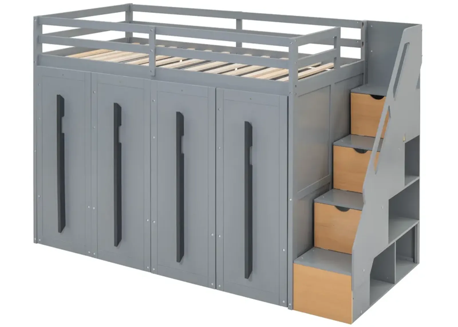 Merax Modern Loft Bed with Storage Stairs