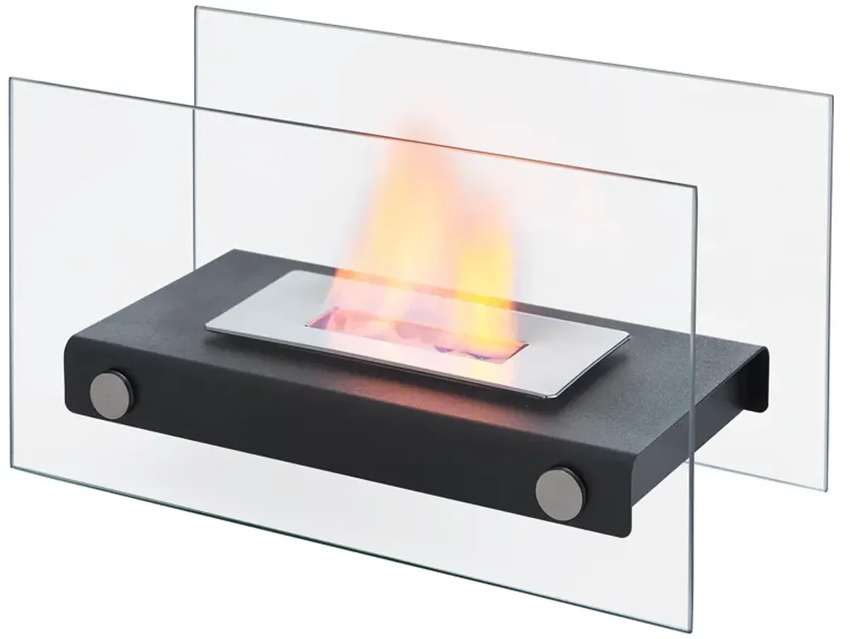 Danya B. Rectangular Tabletop Smokeless Fireplace With Clear Glass Panels For Indoor / Outdoor Use