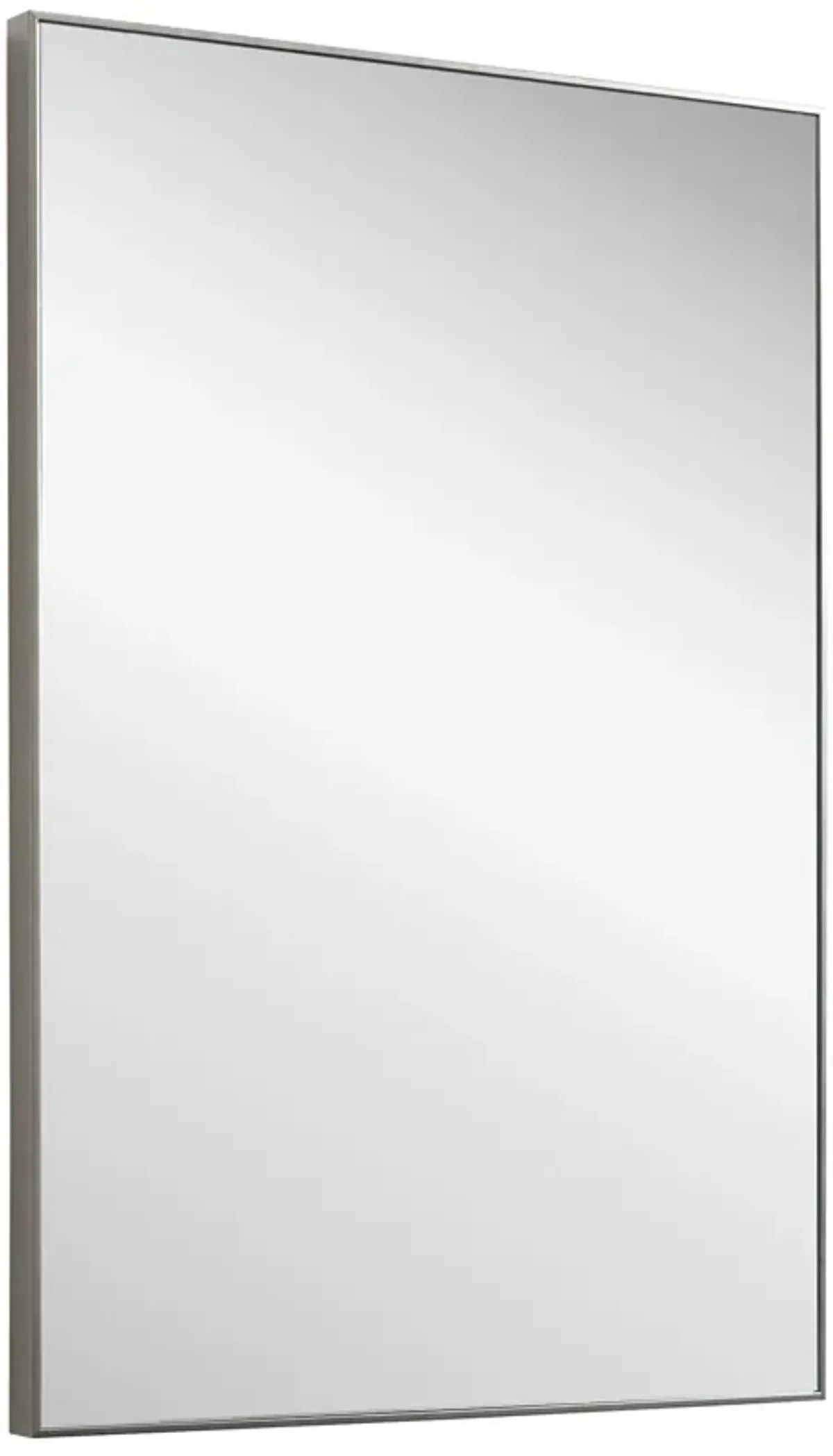 Rectangular Thin Wooden Frame Mirror, Silver - Benzara