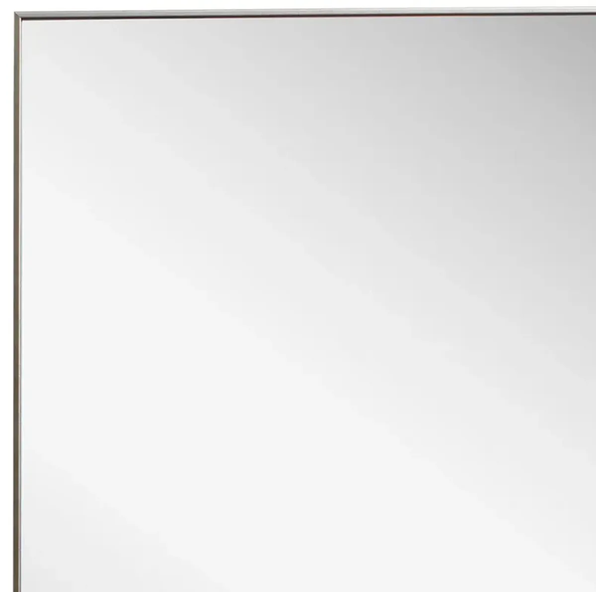 Rectangular Thin Wooden Frame Mirror, Silver - Benzara