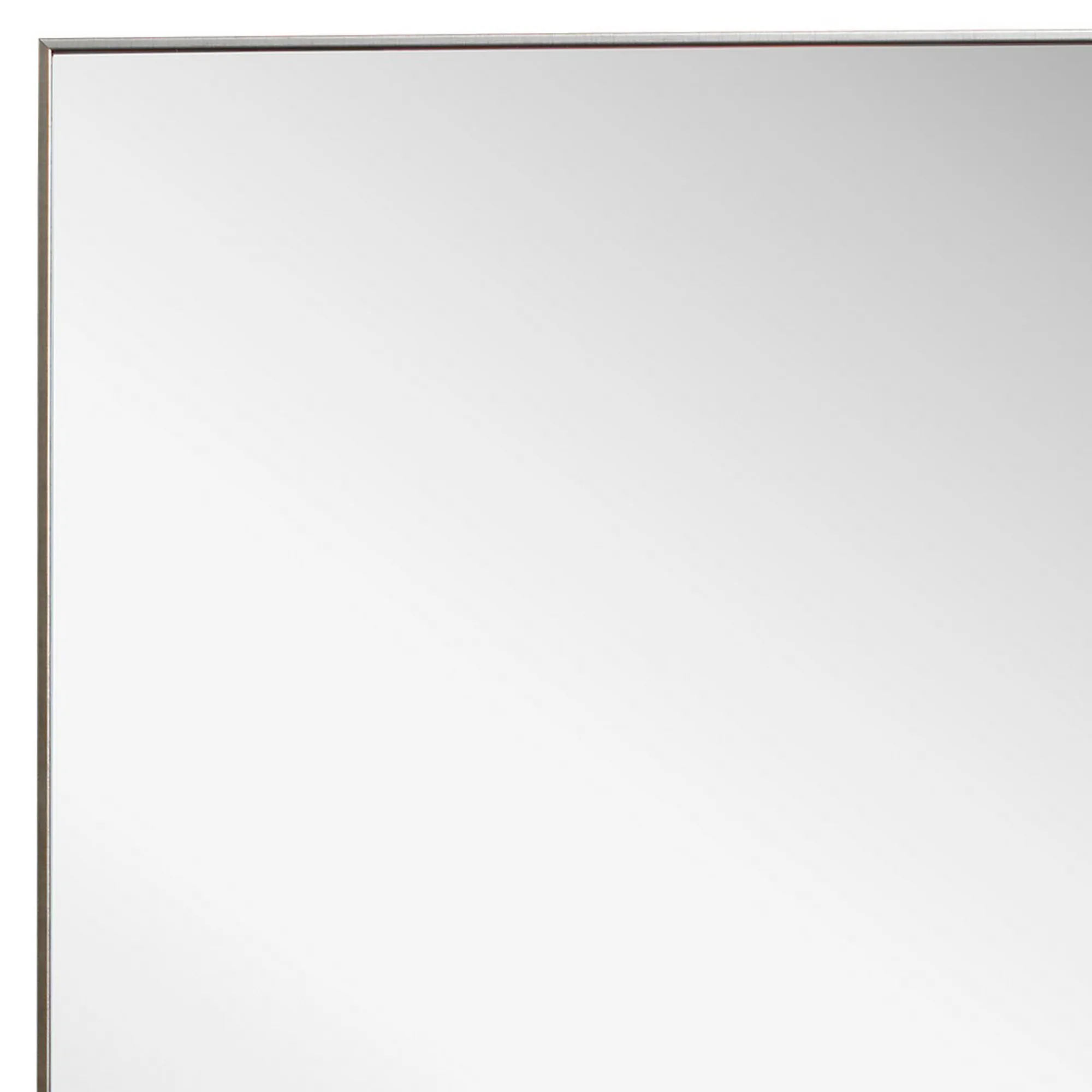 Rectangular Thin Wooden Frame Mirror, Silver - Benzara