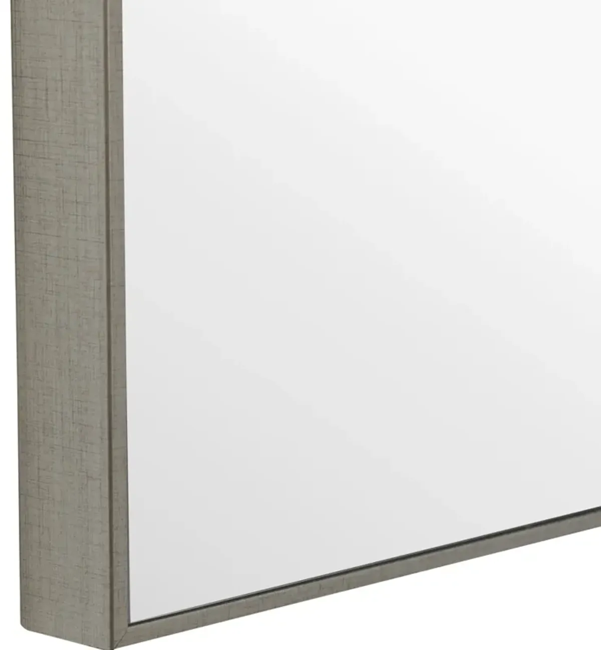 Rectangular Thin Wooden Frame Mirror, Silver - Benzara