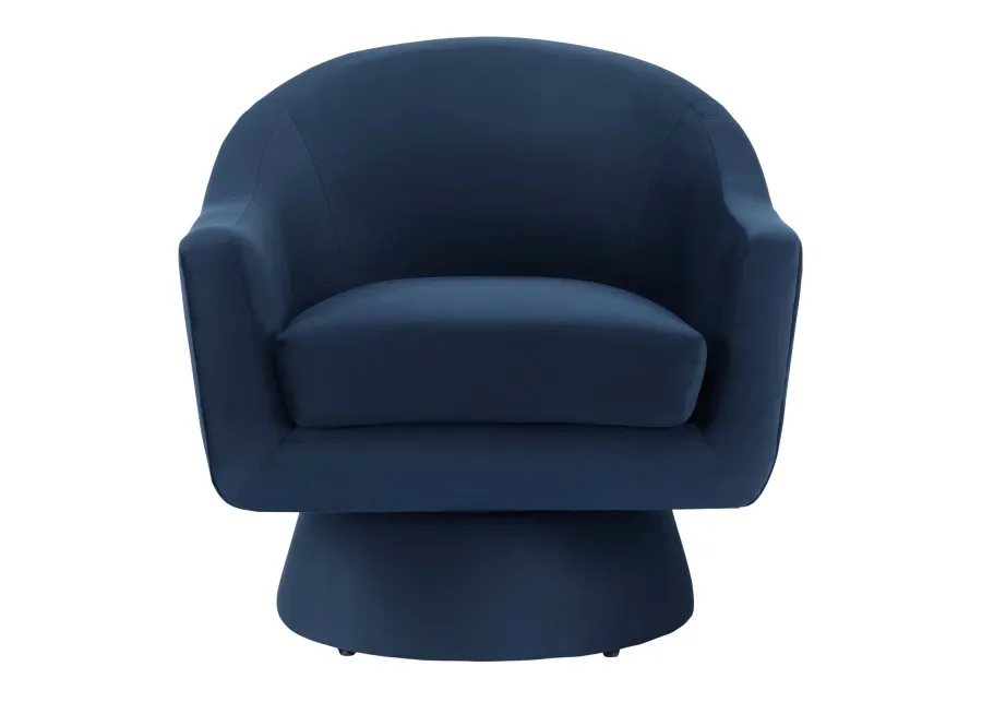 Astral Performance Velvet Fabric and Wood Swivel Chair