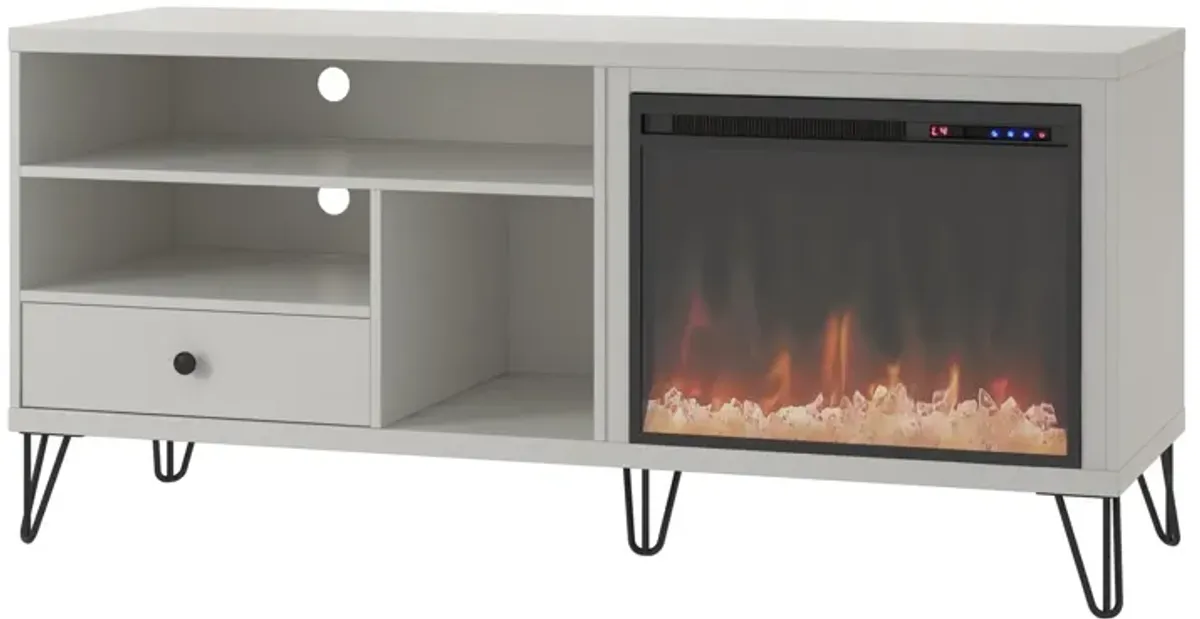 Ameriwood Home Owen Fireplace Space Heater TV Stand for TVs up to 65", White