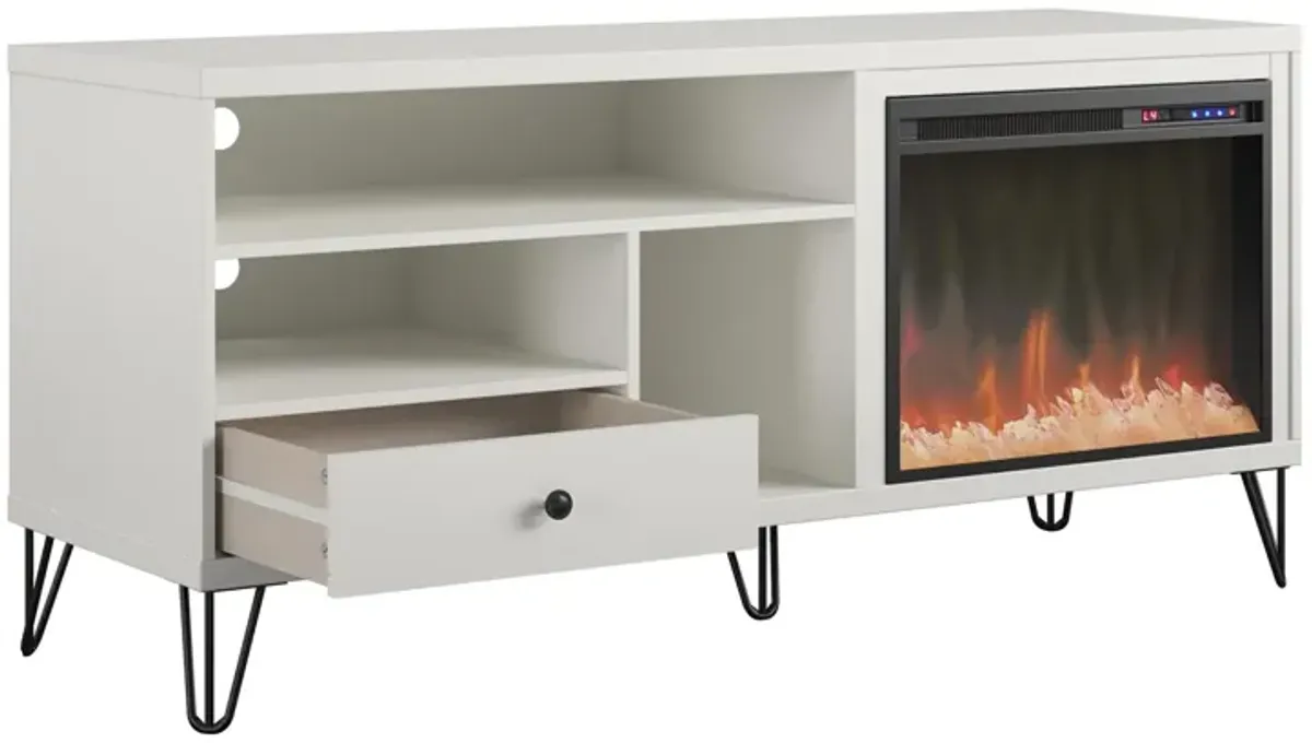 Ameriwood Home Owen Fireplace Space Heater TV Stand for TVs up to 65", White