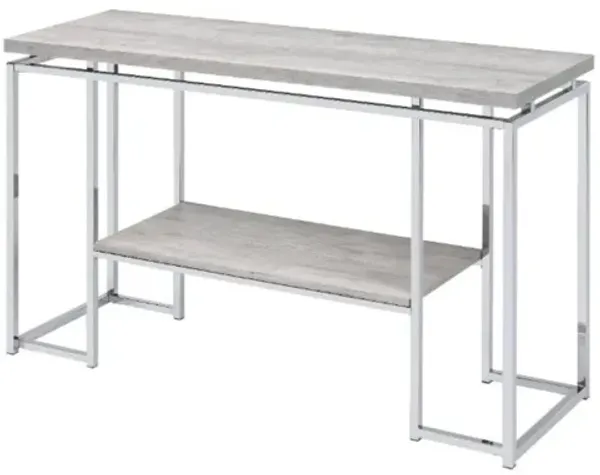 Sofa Table, Natural Oak & Chrome