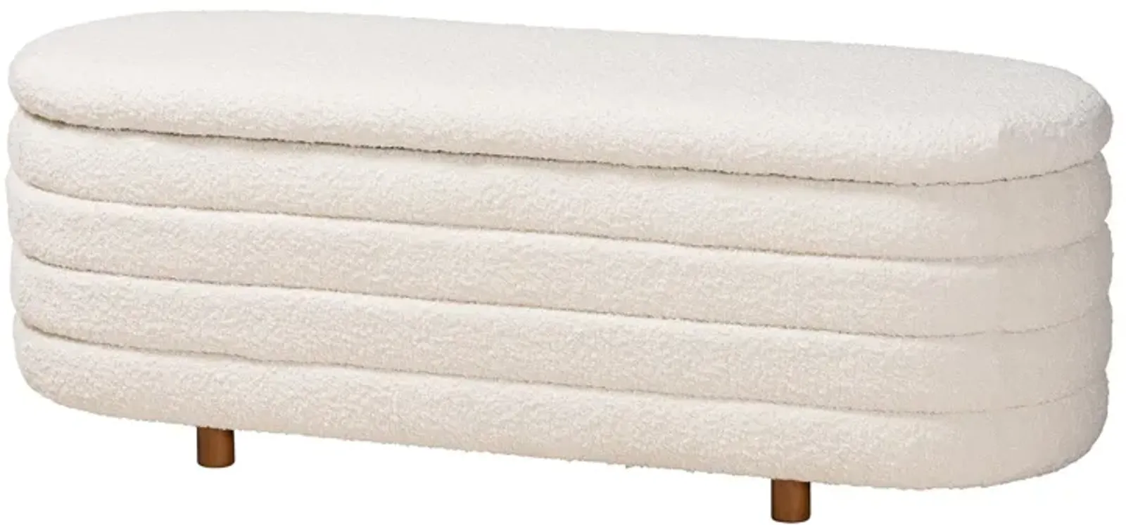 Baxton Studio Betiana Modern Cream Boucle Fabric Wood Storage Bench