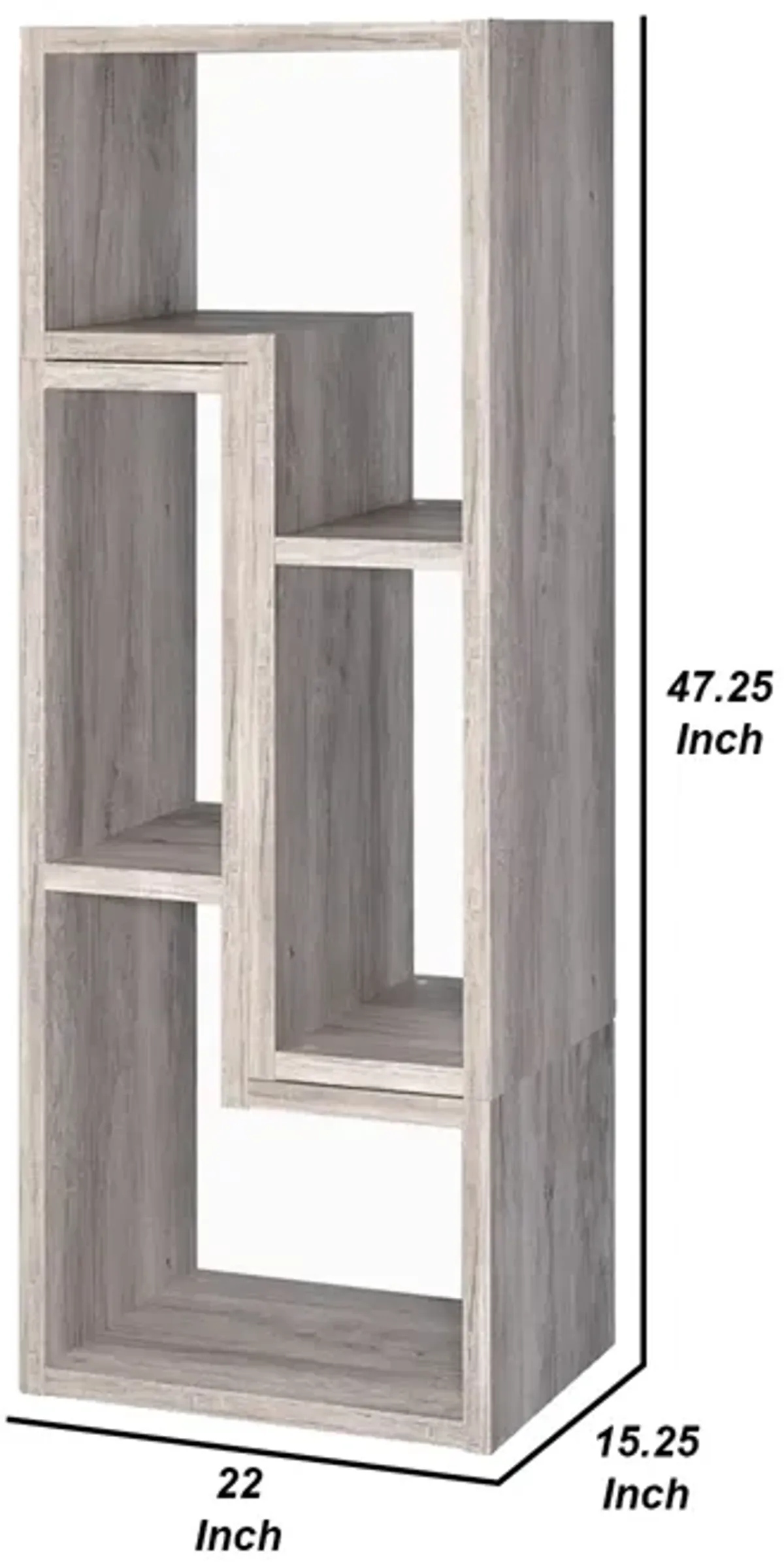 Modern Style Wooden Bookcase, Gray-Benzara