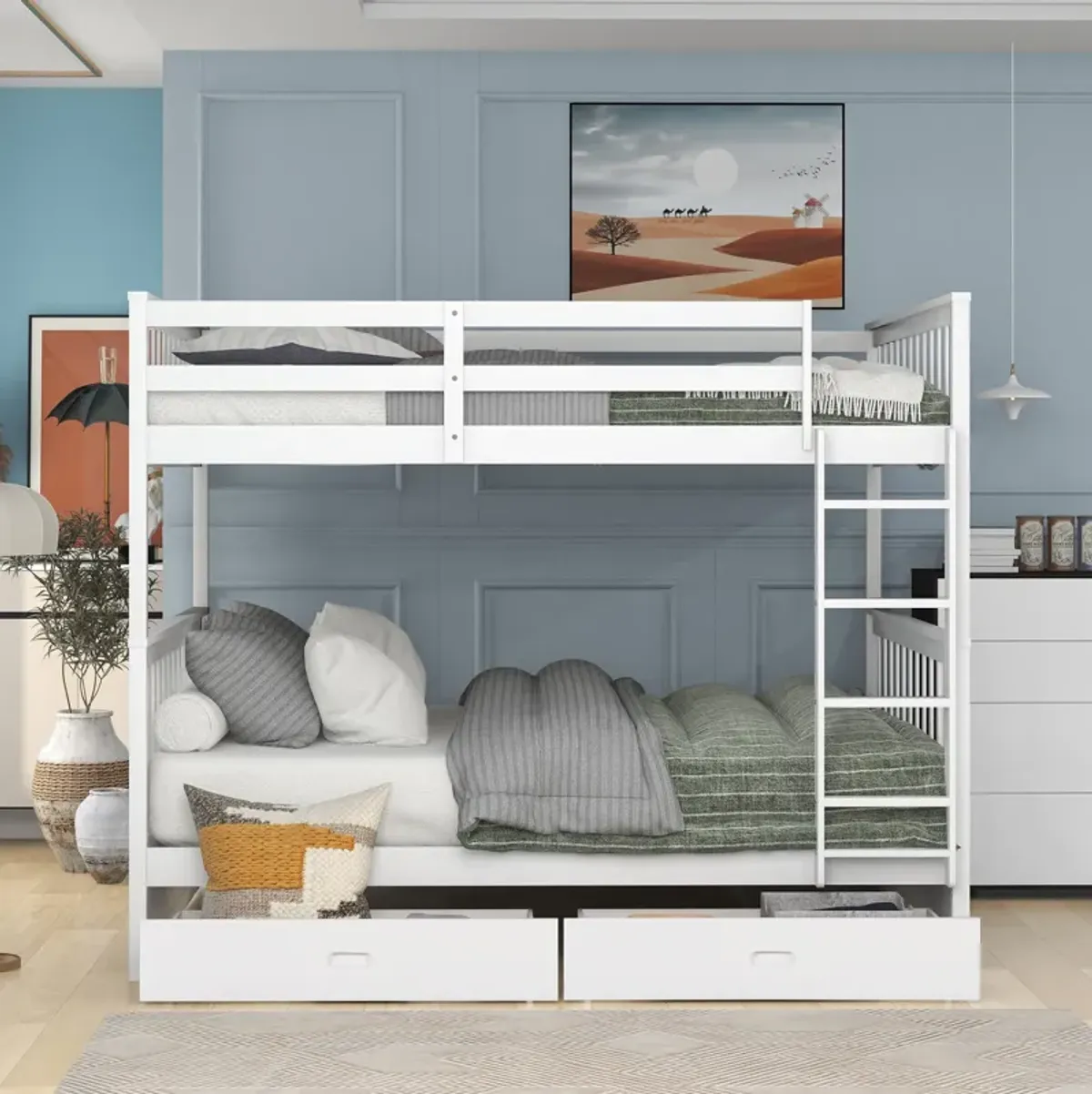 Merax Bunk Bed with Ladders and Two Storage Drawers