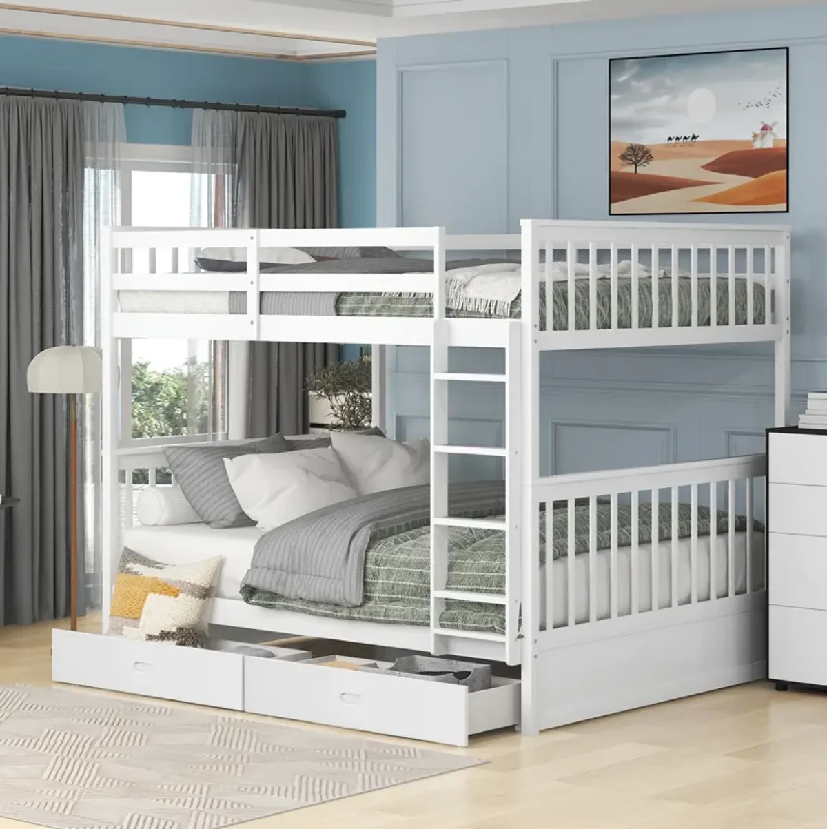 Merax Bunk Bed with Ladders and Two Storage Drawers