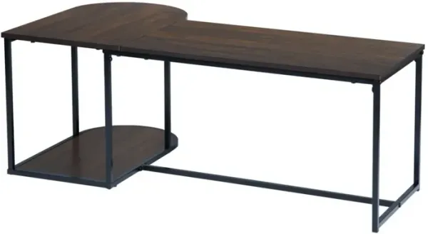 Modern Industrial Wood Grain Coffee Table - Walnut & Black
