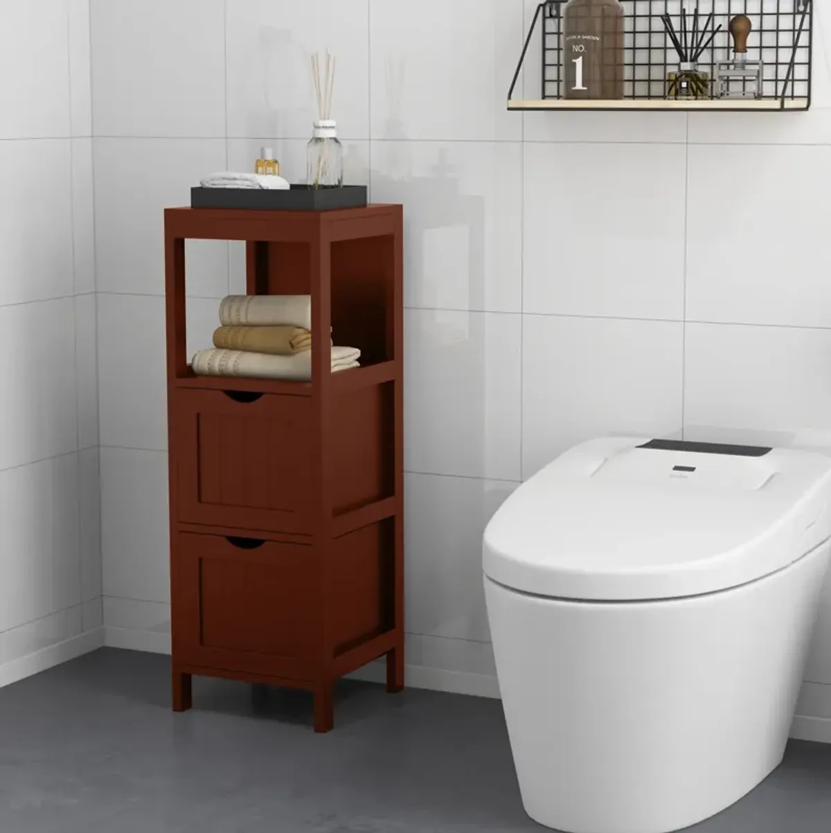 Freestanding Storage Cabinet with 2 Removable Drawers for Bathroom