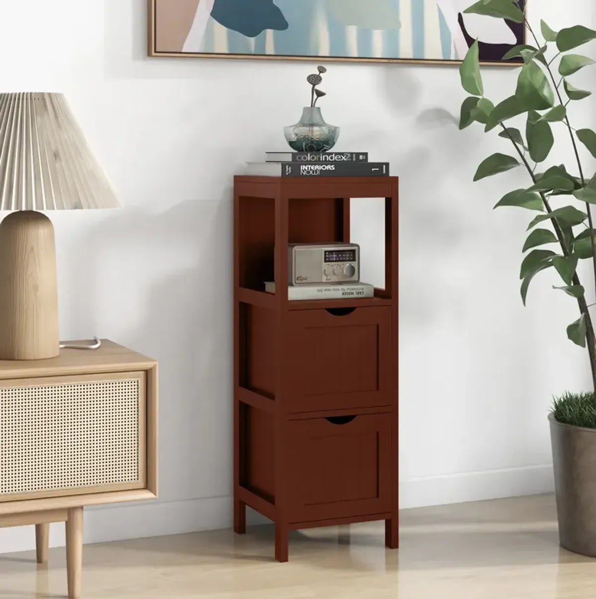 Freestanding Storage Cabinet with 2 Removable Drawers for Bathroom