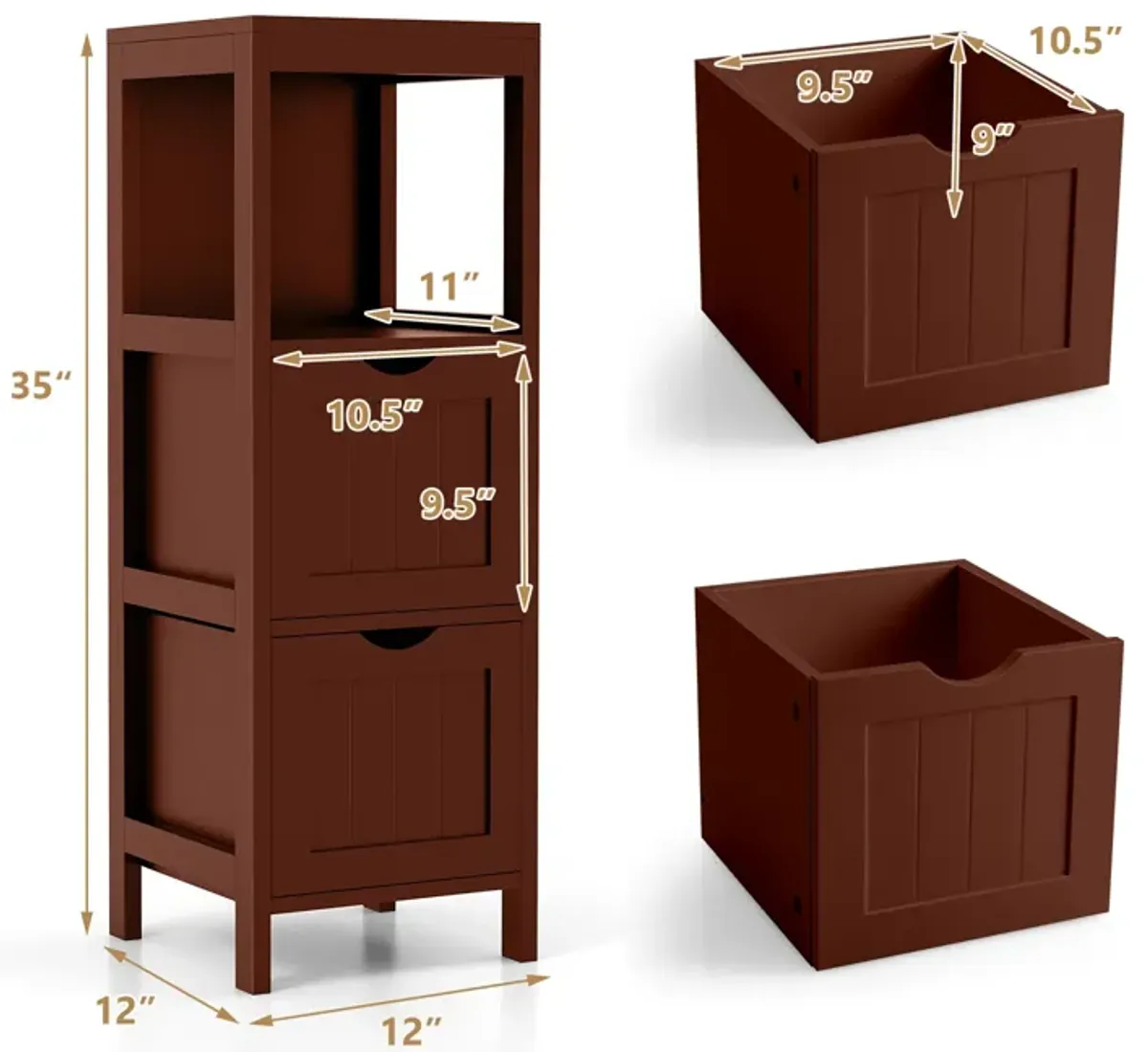 Freestanding Storage Cabinet with 2 Removable Drawers for Bathroom