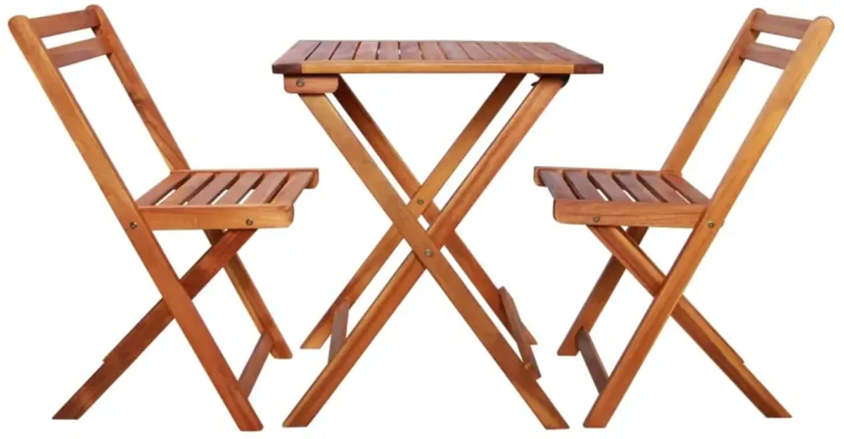 vidaXL 3 Piece Folding Bistro Set Solid Acacia Wood