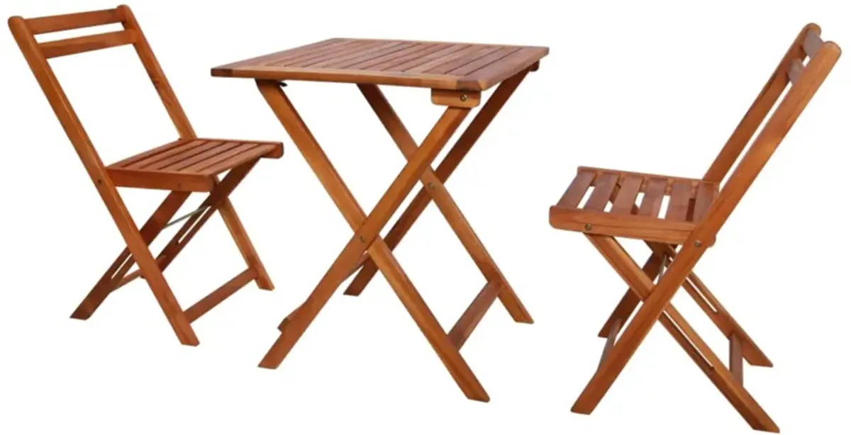 vidaXL 3 Piece Folding Bistro Set Solid Acacia Wood