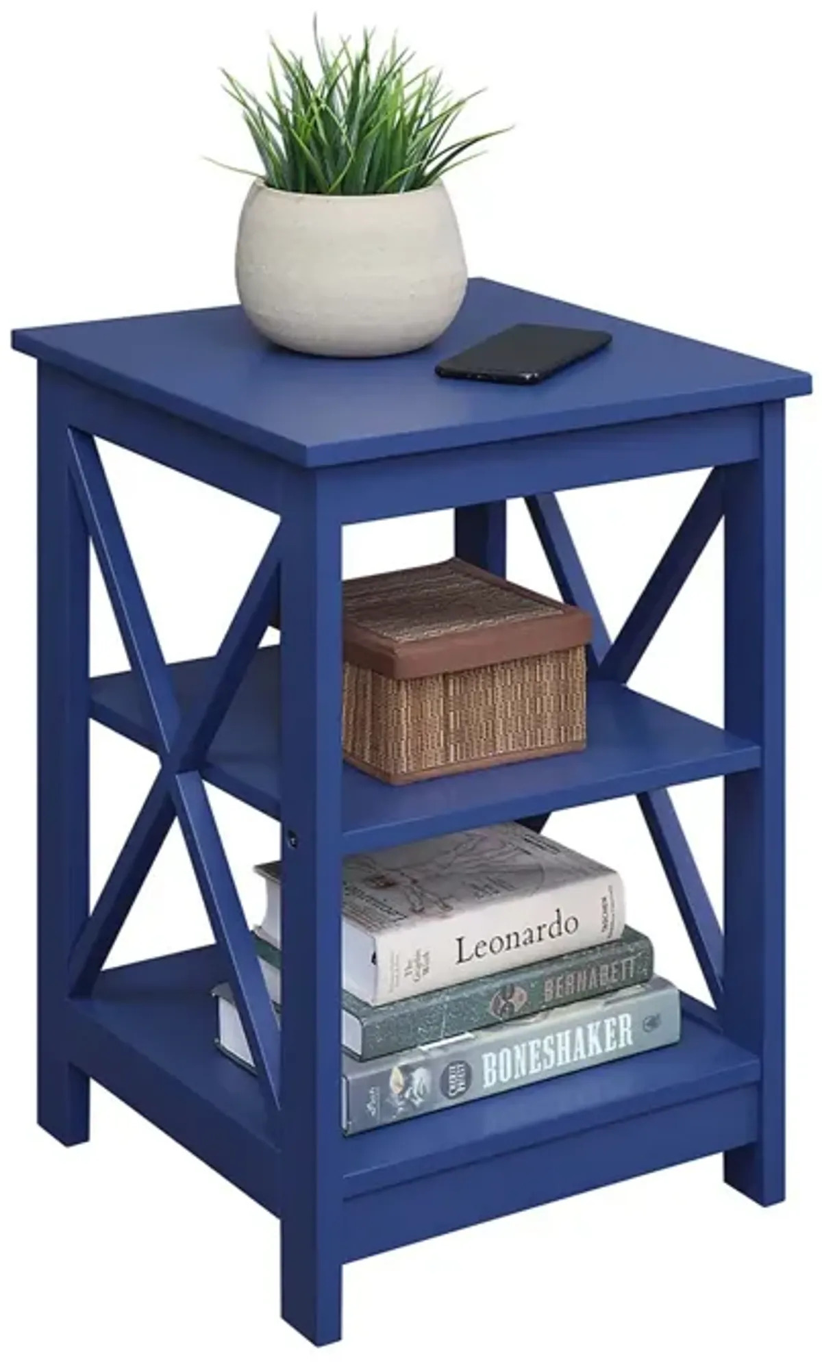 Convenience Concepts Oxford End Table with Shelves, Cobalt Blue