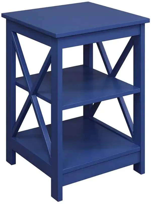 Convenience Concepts Oxford End Table with Shelves, Cobalt Blue