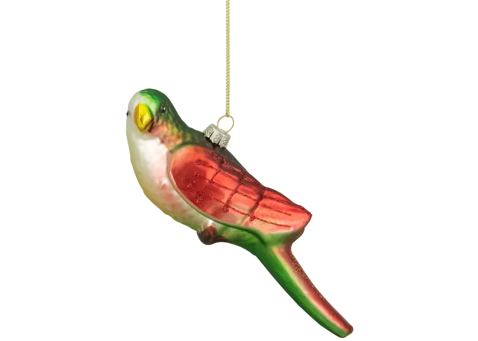 6.5" Yellow and Red Parrot Glass Christmas Ornament